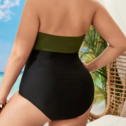 LF (L-4XL) bikini sexy suit one-piece color printing plus size swimsuit