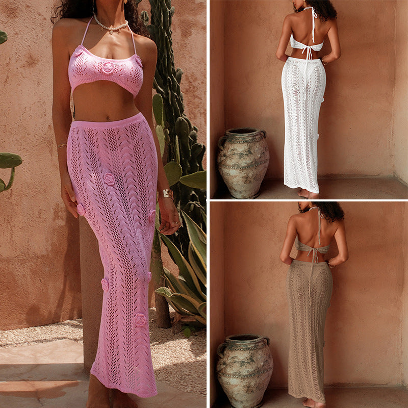 CYB three-dimensional crochet sunscreen dress beach cover-up suit