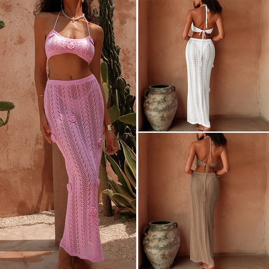 CYB three-dimensional crochet sunscreen dress beach cover-up suit