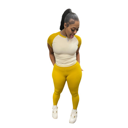 MZ (S-2XL) MZ88628 girl yoga belt headscarf high elastic suit