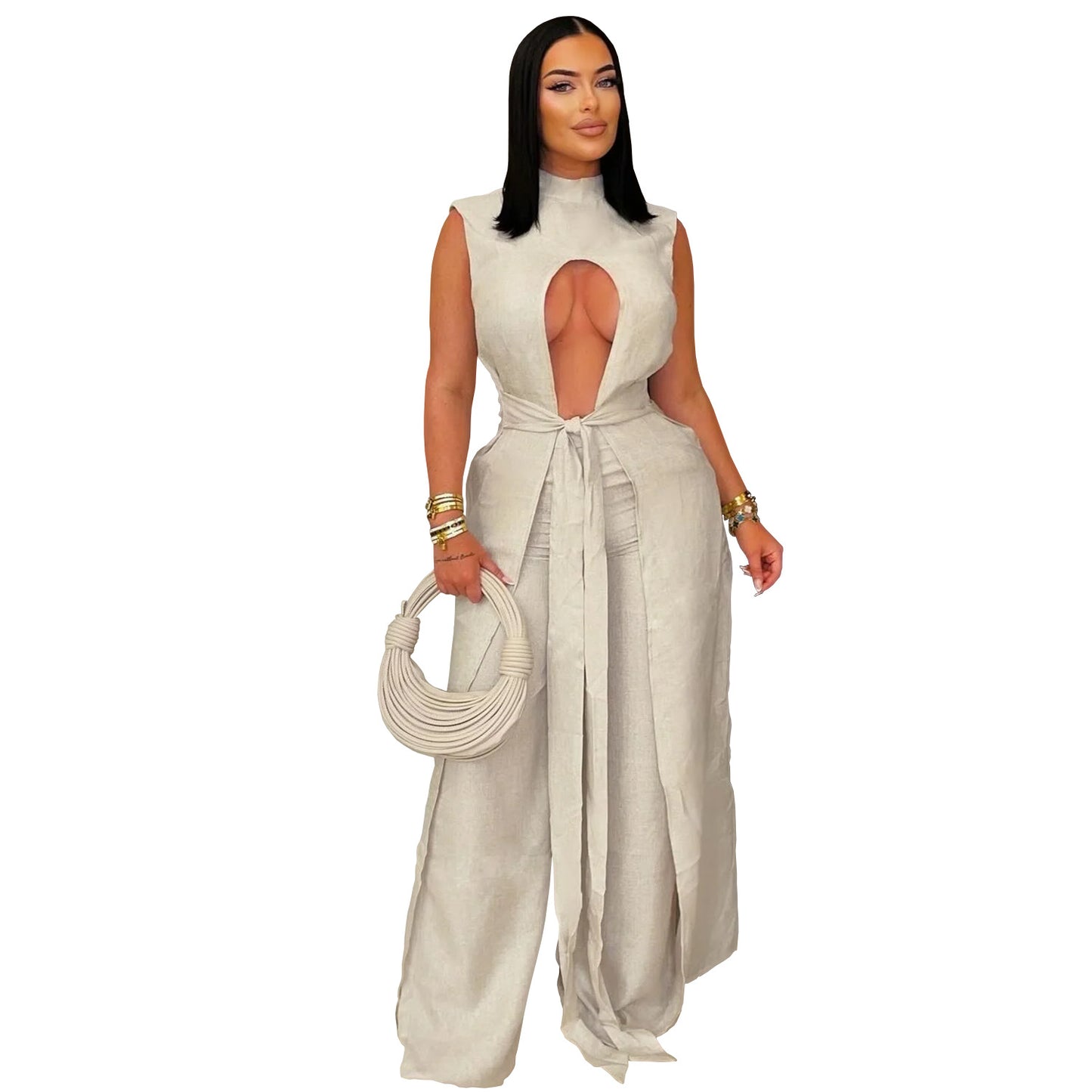 XYZ C7538 lace-up sleeveless trousers suit