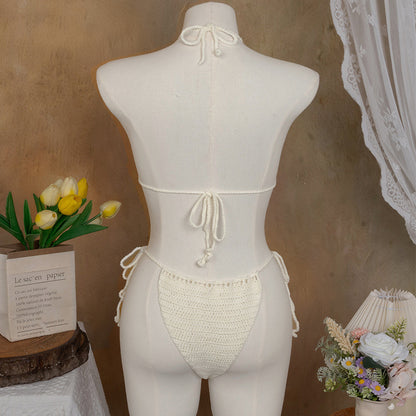 CYB hand crocheting woven three-dimensional flower bikini sun-proof set