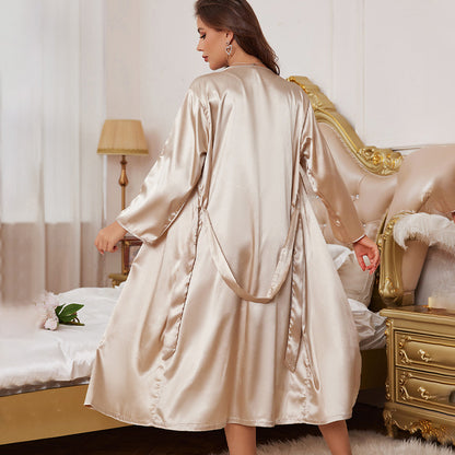 DNL pajamas two-piece suit ice silk skirt with shoulder-straps nightgown
