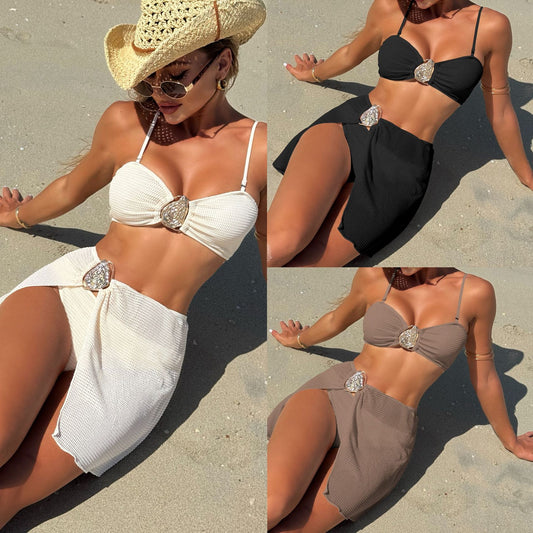 (4 days ready to ship) SY beach three-piece short skirt swimsuit bikini