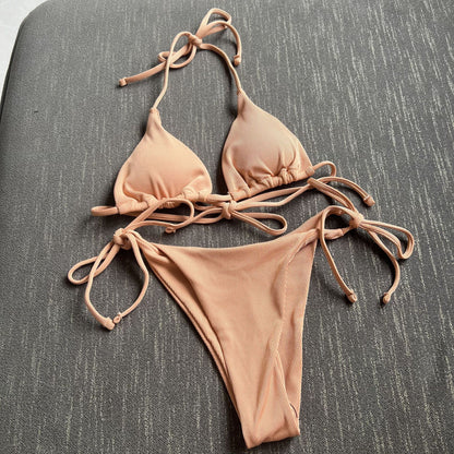 (4 days ready to ship) SY three-point small sunken stripe split bikini