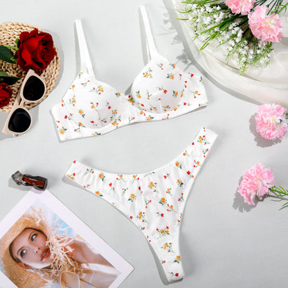 Sexy lingerie set small floral female bra girl size underwear