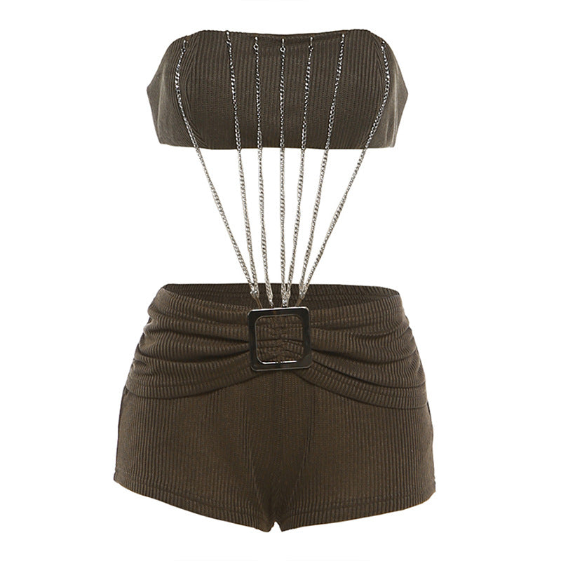 SXR K6S05634A summer navel tube top chain sheath skirt outfit