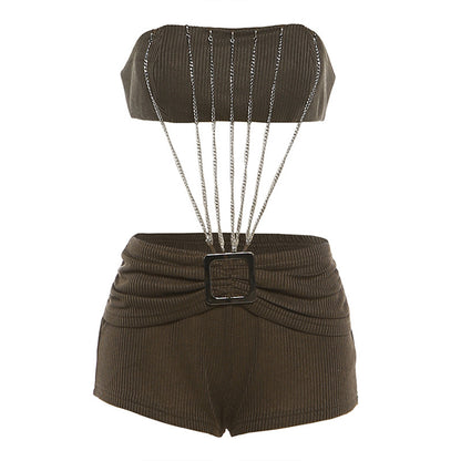 SXR K6S05634A summer navel tube top chain sheath skirt outfit