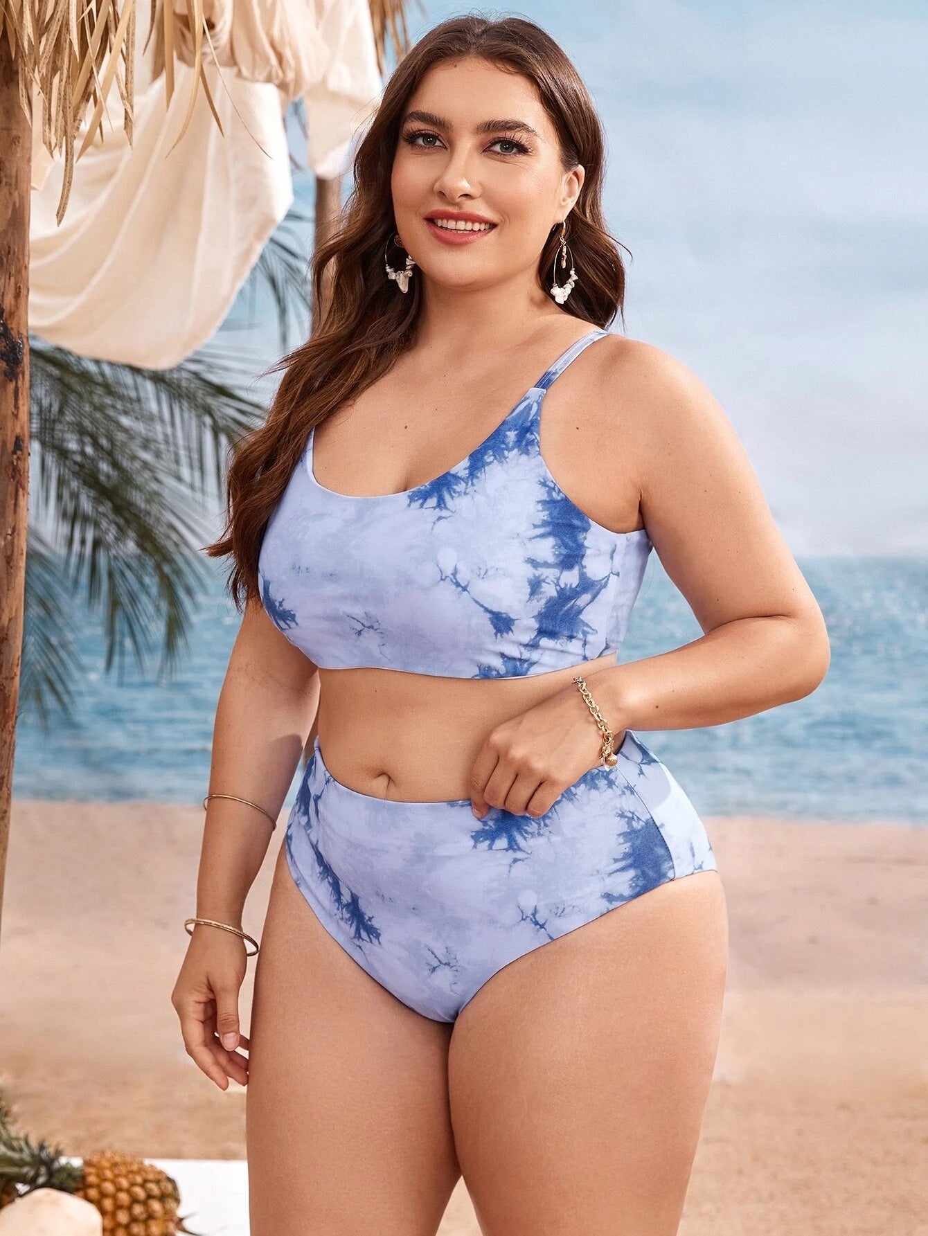 LF (L-4XL) 2026 swimsuit female large size for girl printed split sexy color