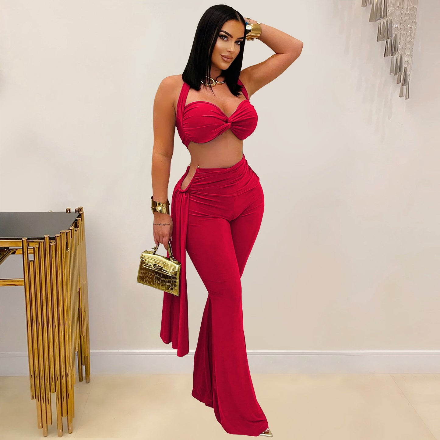 XYZ C7485 summer tube top bandage trousers suit