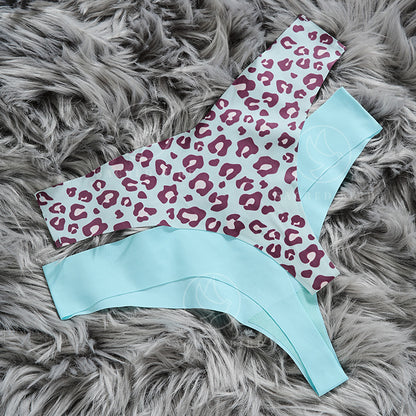 Leopard print T-back low waist T-shaped seamless one-piece cotton crotch comfortable breathable underwear