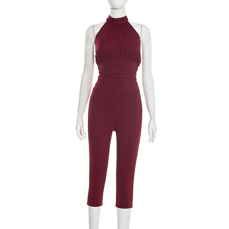 DZHT J25JP492 halter sleeveless backless jumpsuit