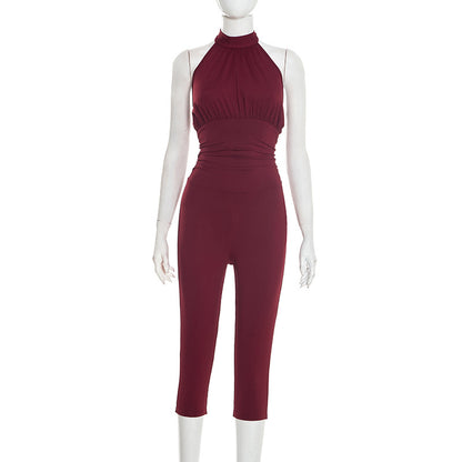 DZHT J25JP492 halter sleeveless backless jumpsuit