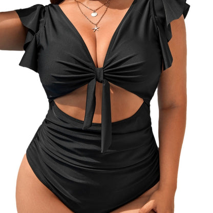 LF (L-4XL) bikini sexy suit one-piece solid color multi-color plus size swimsuit