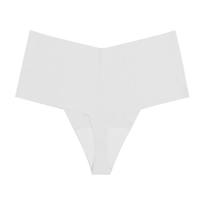 Seamless ice silk T-shaped cotton crotch underwear high waist large size