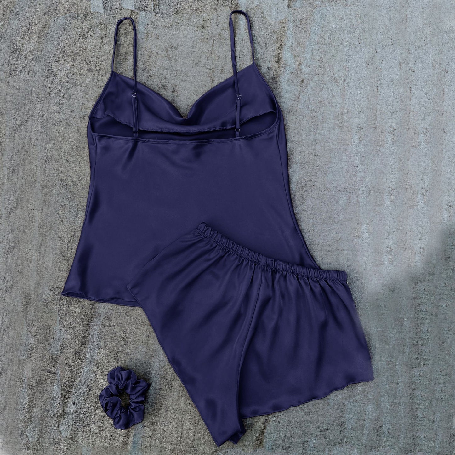 DNL pure color Ice Silk suspender shorts suit lightweight two-piece set