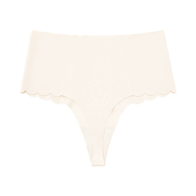 Seamless wavy edge invisible yoga T-shaped hip-shaping high waist large size T-back