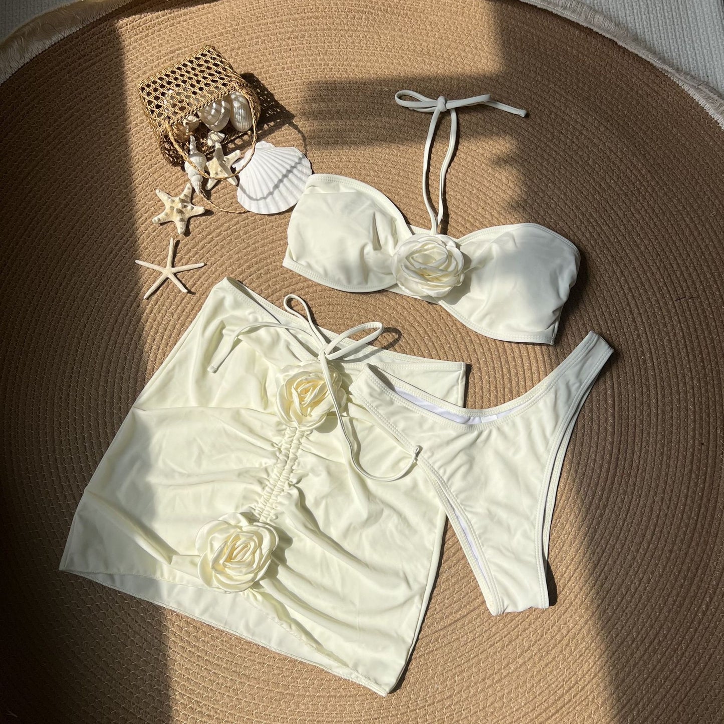 (4 days ready to ship) SY rose sling three-piece bikini