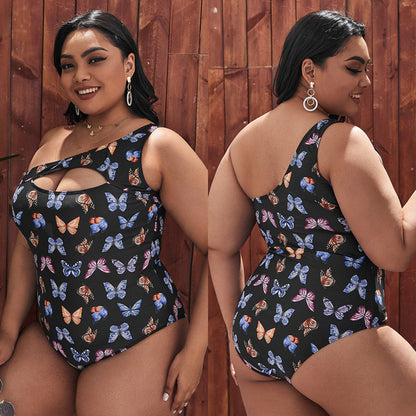 LF (L-4XL) swimsuit women's one piece sexy plus size multi-color printing
