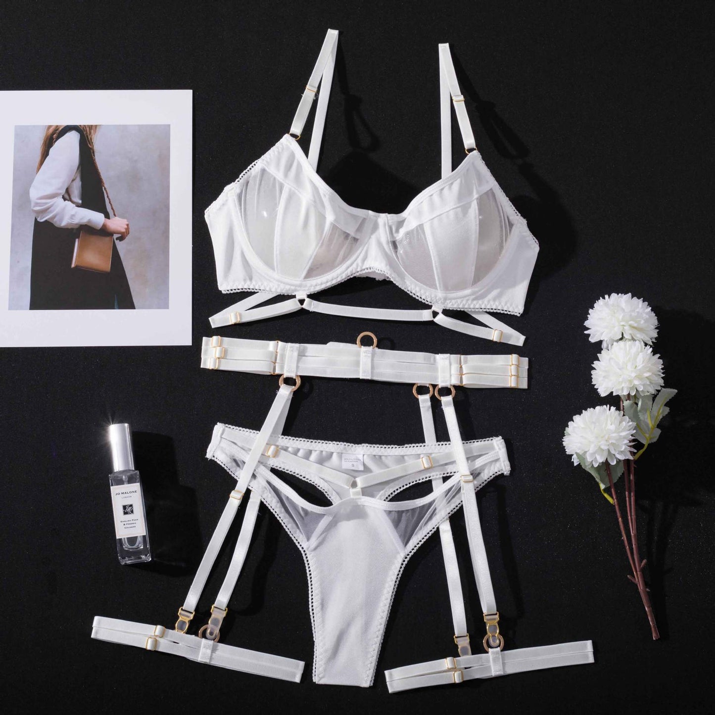 Underwear complex heavy mesh comfortable four-piece set with steel ring LS1402
