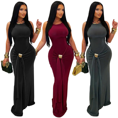 XYZ C7600 elegant slim fit backless dress