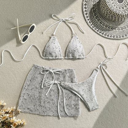 (4 days ready to ship) SY Special mesh three piece swimsuit banded bikini