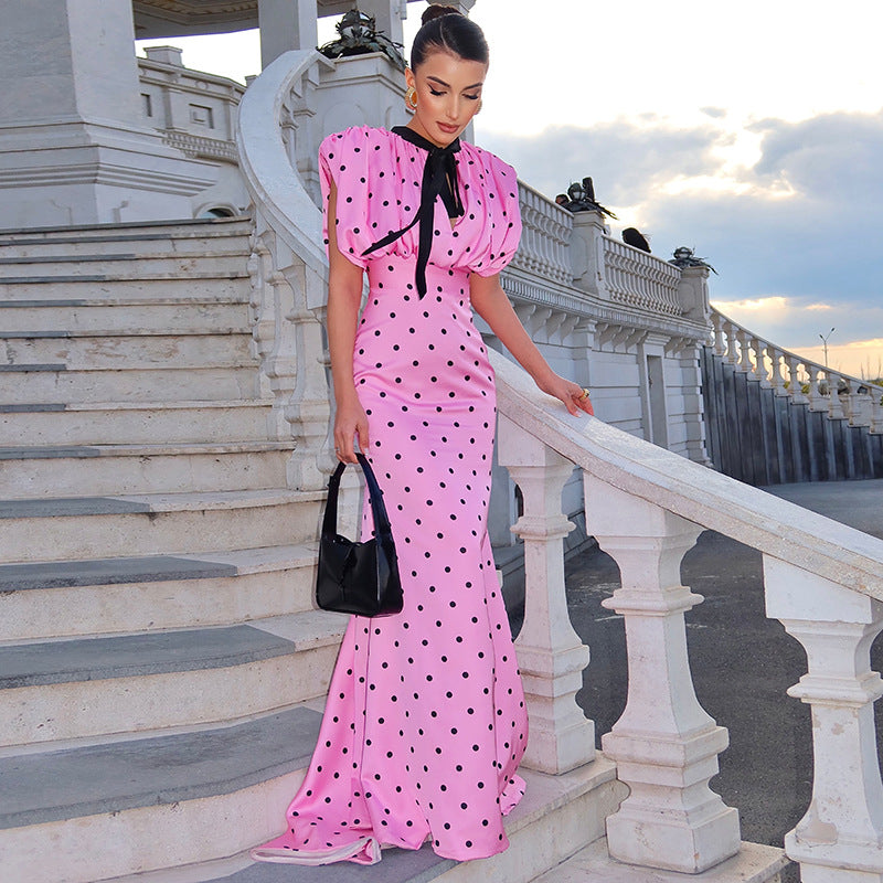 SXR K6D10158A summer polka dot collar waist dress