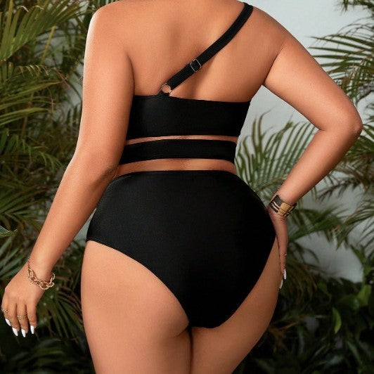 CL (L-3XL) sexy one-shoulder hollow split large size swimsuit bikini