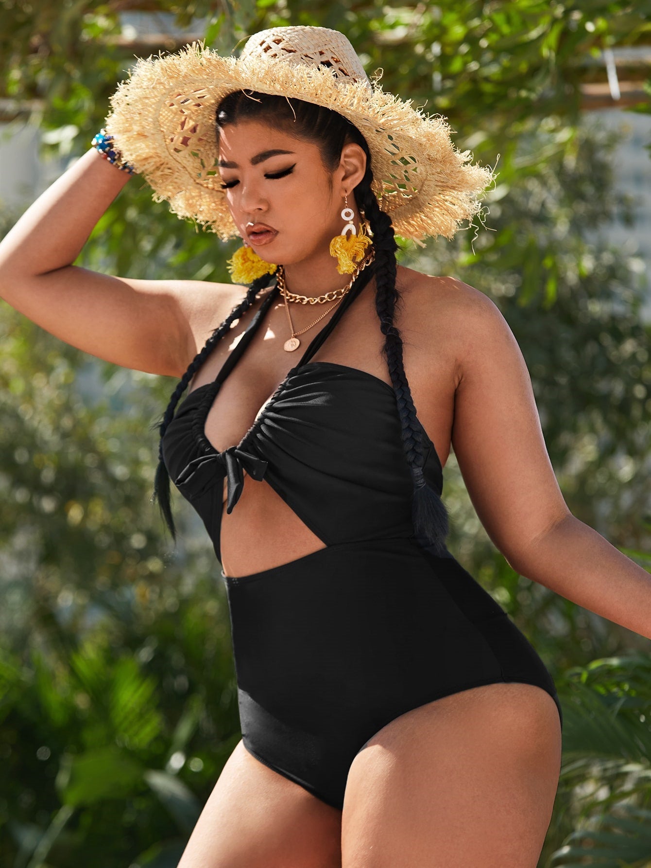 LF (L-4XL) multi-color tie-dye bikini plus size split sexy lace-up
