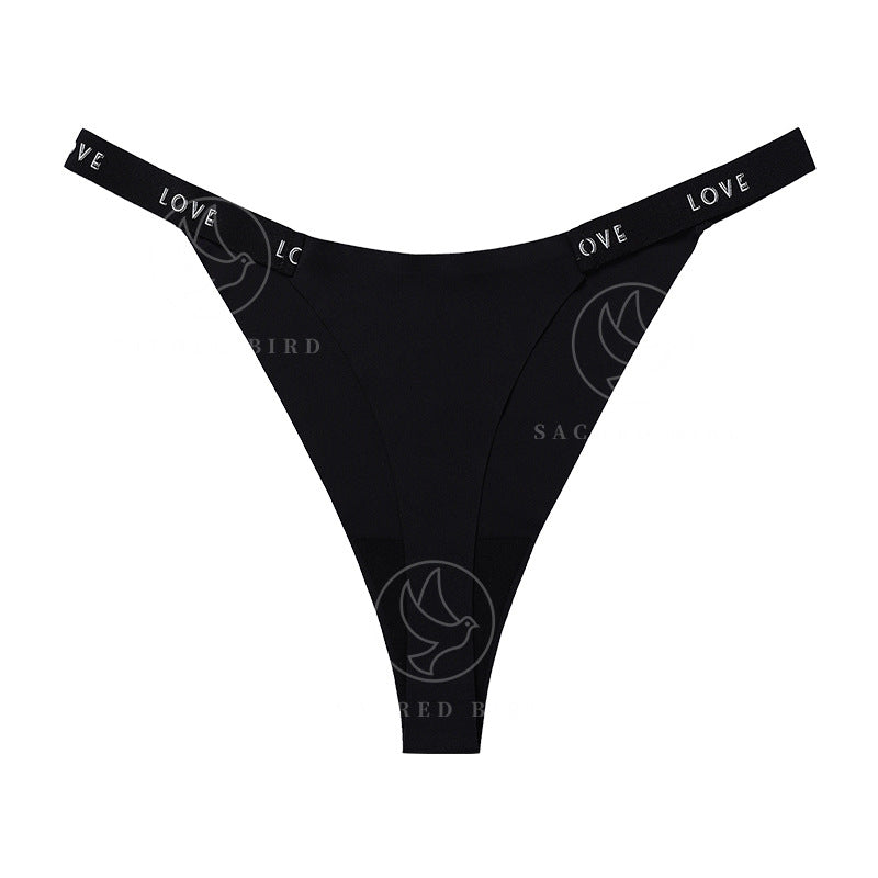 Letter printing grinding traceless plus size cotton crotch less underwear T-shaped panties T-back