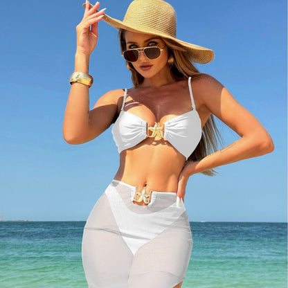 (4 days ready to ship) SY three-piece mesh long dress swimsuit bikini