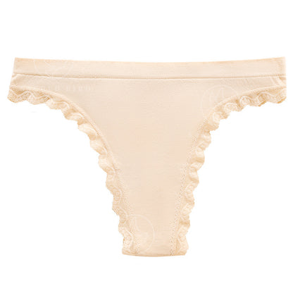 Lace stitching seamless large size lightweight breathable yoga invisible T-shaped cotton crotch T-back