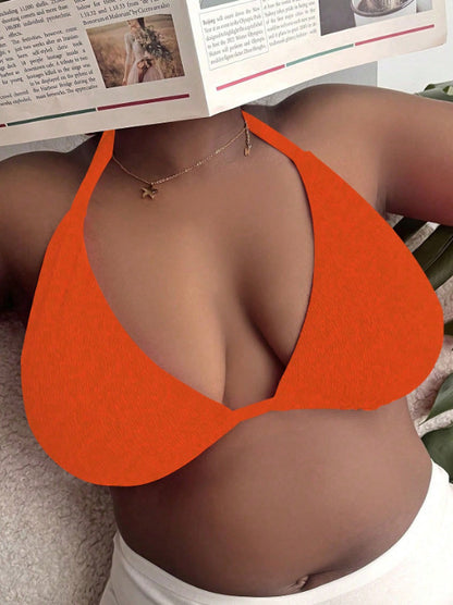 CL (L-4XL) halter strap plus size swimsuit women's bikini top sexy push up
