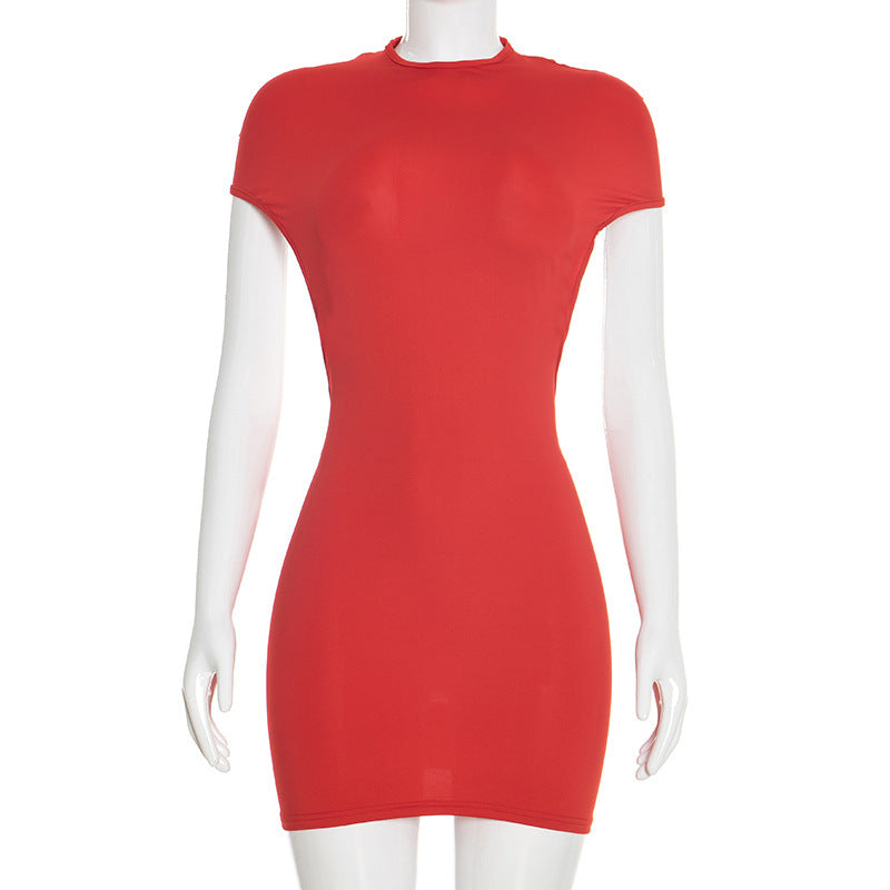 DZHT C26DS023 spring backless sheath dress