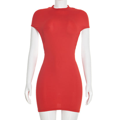 DZHT C26DS023 spring backless sheath dress