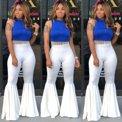 GY (S-5XL) K8825 slim-fit ruffled nightclub pants