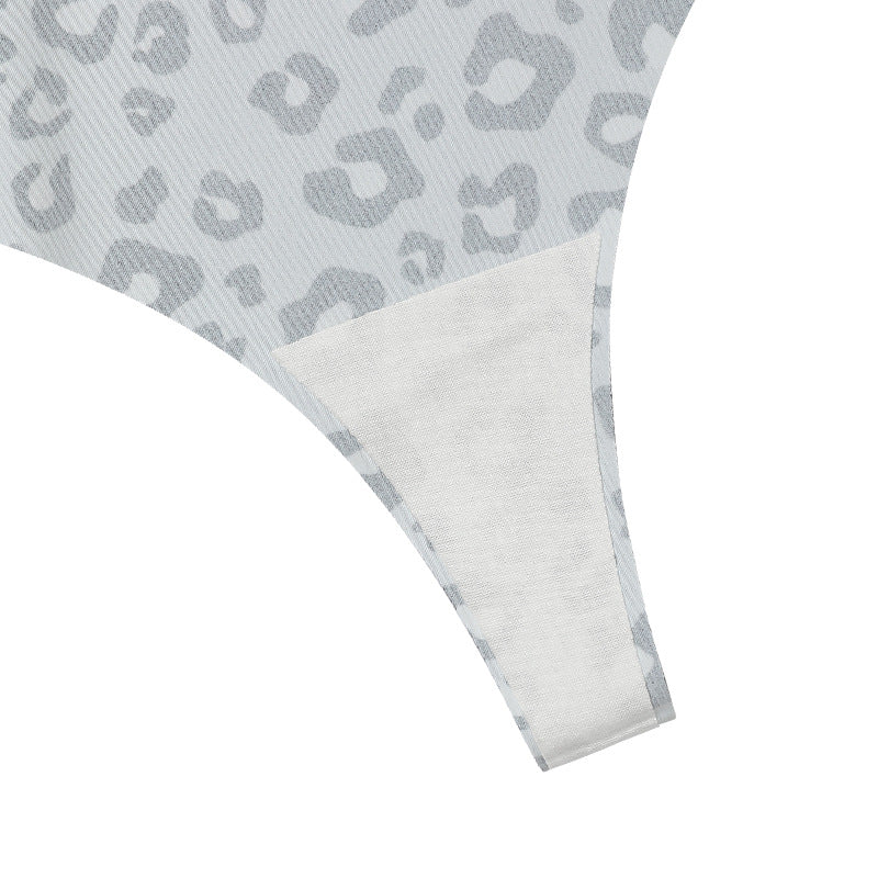 T-shaped panties low waist plus size breathable purified cotton crotch underwear seamless Ice Silk quick-drying leopard print T-back sheath