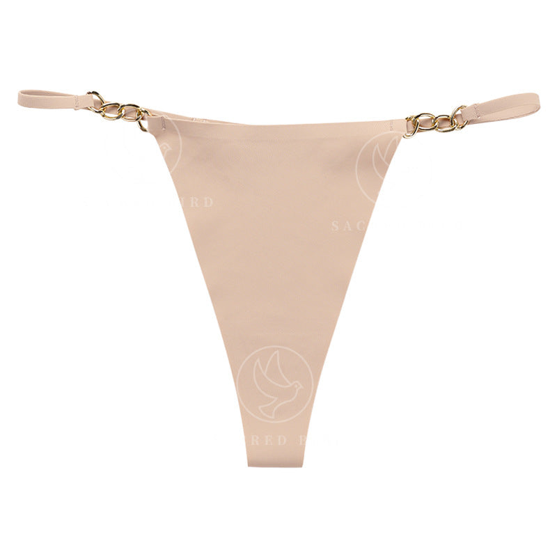 T-shaped panties seamless one-piece cotton crotch breathable quick-drying metal ring T-back