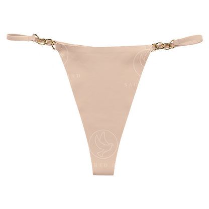 T-shaped panties seamless one-piece cotton crotch breathable quick-drying metal ring T-back