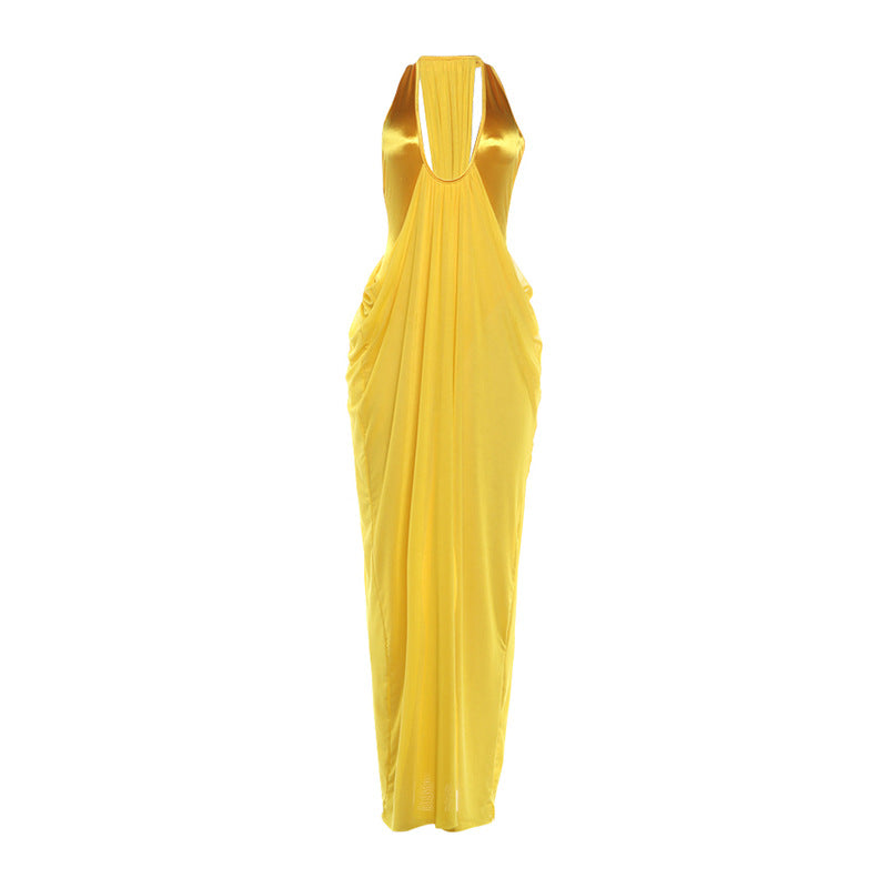 SXR 2026 Spring Design Deep V sexy pleated waist tight formal dress