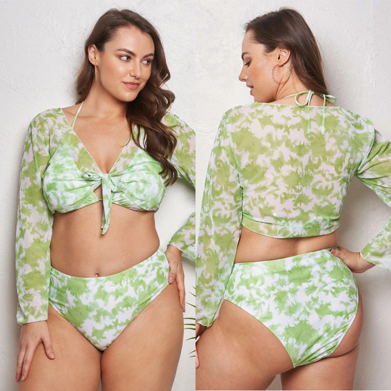 LF (L-4XL) swimsuit women's large size three-piece suit sexy two-piece with yarn