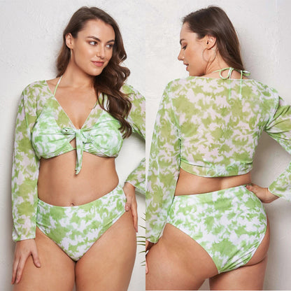 LF (L-4XL) swimsuit women's large size three-piece suit sexy two-piece with yarn