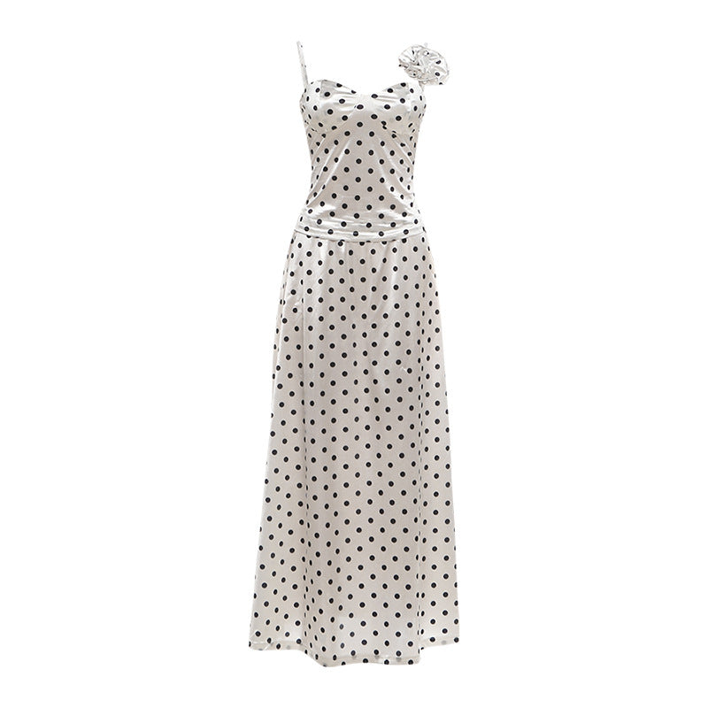 SXR K6S09677A French style temperament sling waist-slimming long dress dress suit