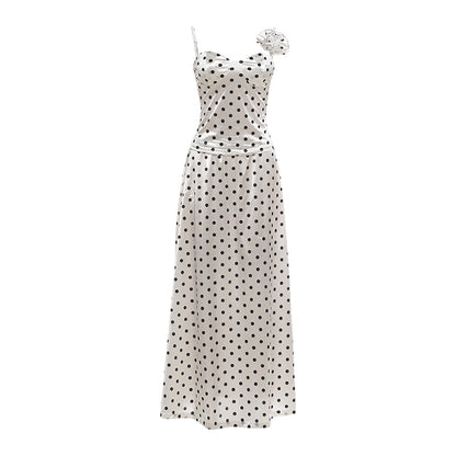 SXR K6S09677A French style temperament sling waist-slimming long dress dress suit
