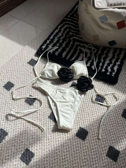 (4 days ready to ship) SY rose drawstring strap split bikini
