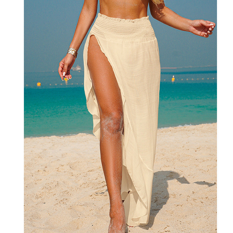CYB waist-tight irregular wooden ear side slit skirt blouse