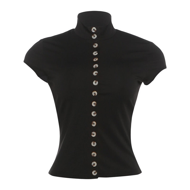 DLS summer breasted short top slim fit slimming short sleeve t-shirt