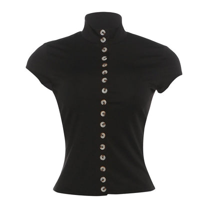 DLS summer breasted short top slim fit slimming short sleeve t-shirt