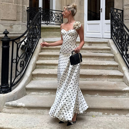 SXR K6S09677A French style temperament sling waist-slimming long dress dress suit