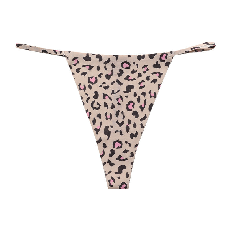 Low waist T-shaped panties seamless Ice Silk plus size a rope underwear animal pattern sports quick-drying T-back